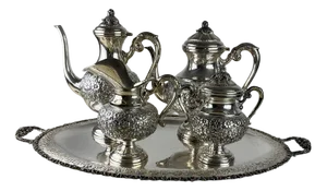 Tea and Coffee Service & Tray in 800 Silver, Italy, 1980s, Set of 5