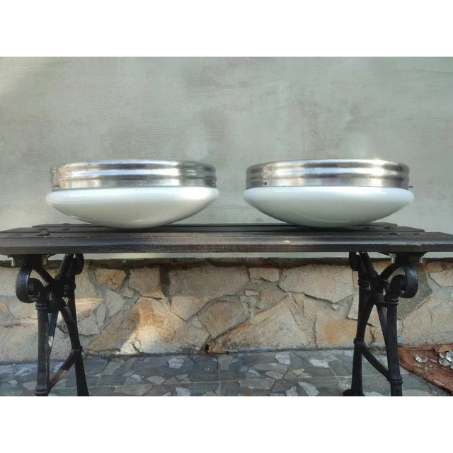 Art deco, 1940s-1950s ceiling lamp, dimensions: height 11.5 cm, diameter 32 cm. European Plug (up to 250V).The wiring of...