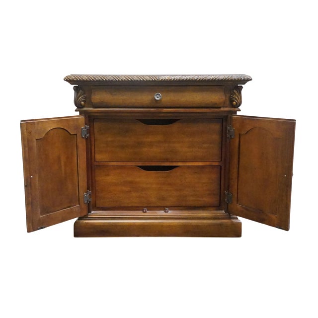 Early 21st Century Ashley Furniture Casa Mollino Pecan Rustic European 36" Three Drawer Cabinet Nightstand B543-93 For Sale - Image 5 of 14