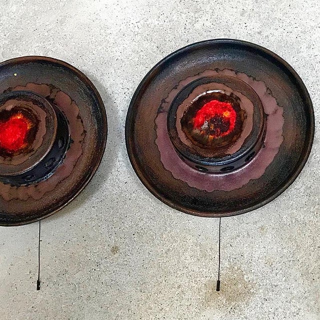 Mid-Century Modern Large Scandinavian Ceramic Wall Lights, 1960s, Set of 2 For Sale - Image 3 of 18