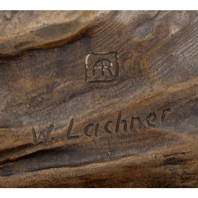 Bronze W. Lachner Jugendstil Patinated Bronze Table Clock For Sale - Image 8 of 9
