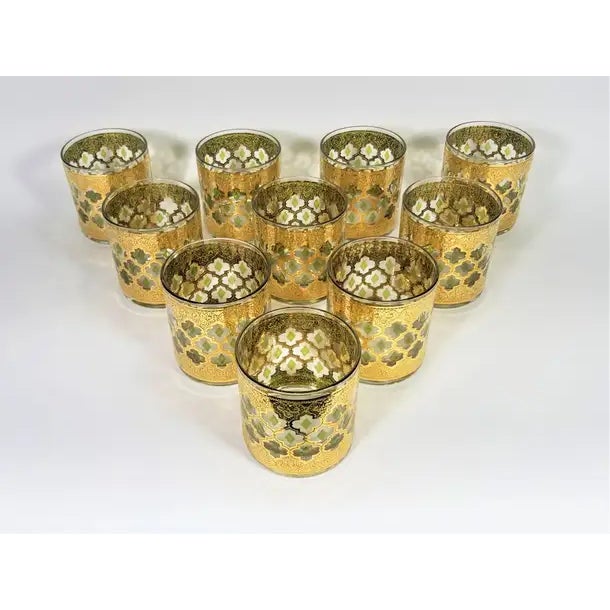 1960s Culver 22k Valencia Glassware Barware Mid Century Set of 10 For Sale - Image 9 of 12