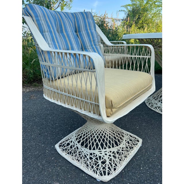 Spun Fiberglass 5 Pieces Round Dining Table 4 Chair Russel Woodard Outdoor Set For Sale - Image 13 of 14