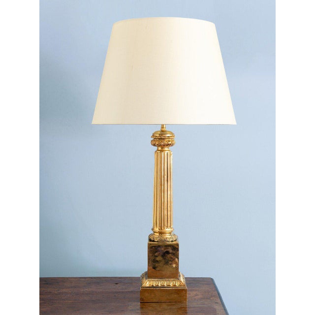 Tall Mid-Century French Brass Column Lamp For Sale - Image 11 of 11