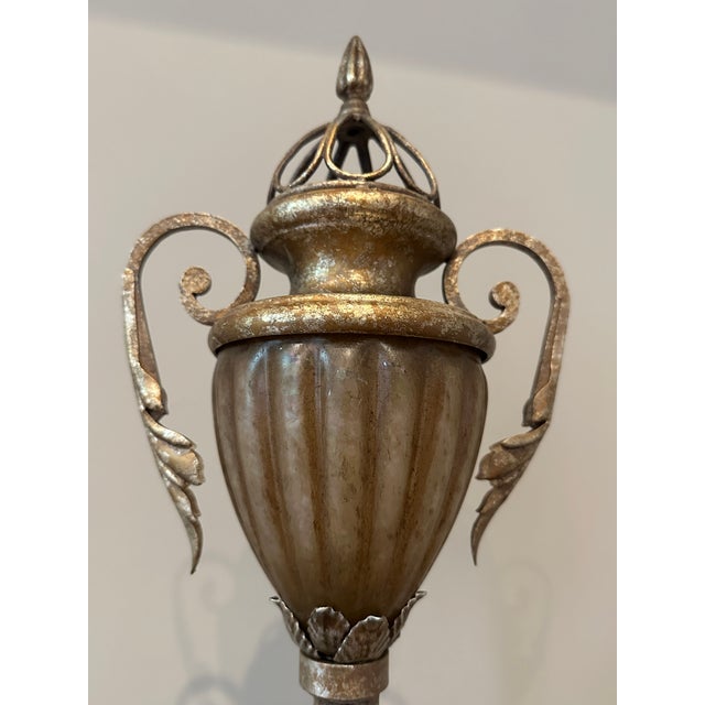 Very unique table lamp - Gold and silver leaf finish 60 watt bulb maximum Circa 2005