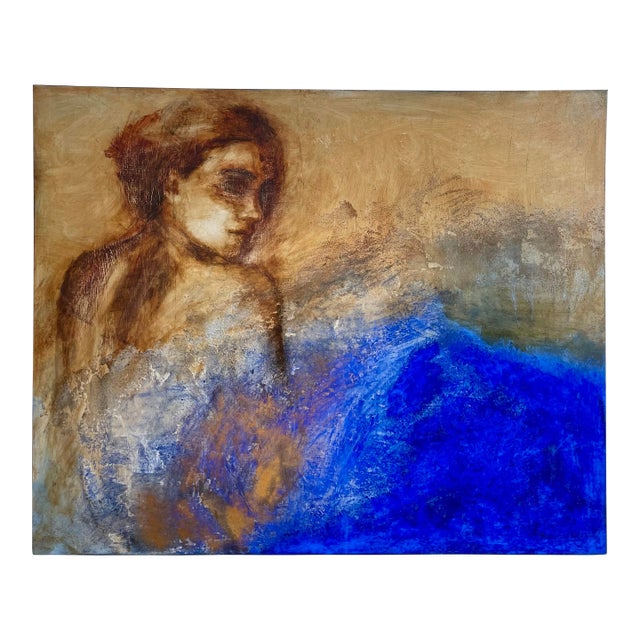 Late 20th C. Original Signed Argentine Figurative Mixed Media Painting "Oceano" – Francisca Valenzuela For Sale
