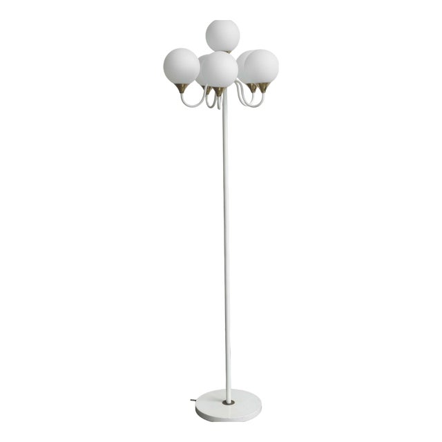 Mid-Century Modern Floor Lamp with Opal Glass Globes, Germany, 1970s For Sale