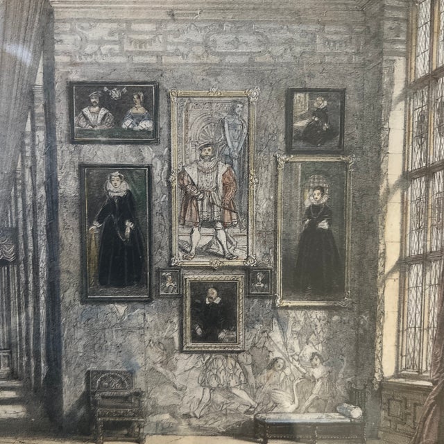 1840s Framed Hand Colored Antique Lithographs of English Interiors by Joseph Nash - A Pair For Sale - Image 9 of 11