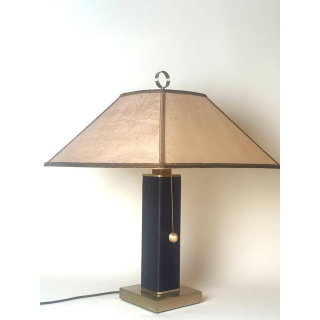 Leather and Brass Table Lamp, 1980s For Sale - Image 11 of 18