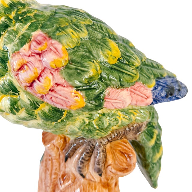 Ceramic Large Scale Vintage Italian Majolica Ceramic Parrot Sculpture by Intrada For Sale - Image 7 of 15