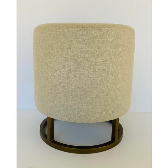 2020s Theodore Alexander Modern Beige Linen Bea Ottoman For Sale - Image 5 of 5