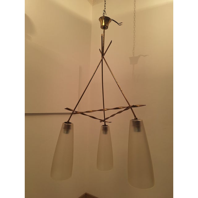Vintage Pendant Light with Twisted Brass Structure from Fontana Arte, 1950s For Sale - Image 9 of 18