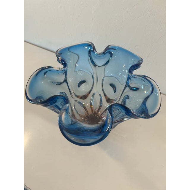 Late 20th Century Late 20th Century Amber to Blue Art Glass Vase For Sale - Image 5 of 6