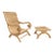 Outdoor Coastal Transitional Teak Scroll Arm Chair & Ottoman For Sale