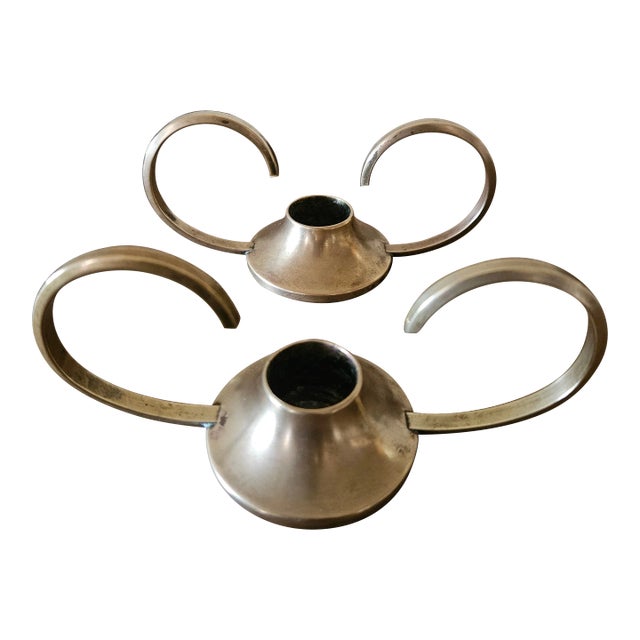 Pair of Vintage Brass Candle Holders For Sale