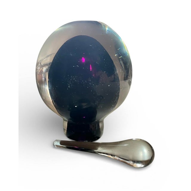 Pair of Vintage Amethyst Studio Glass Perfume Bottles- Unsigned - Mid 20th Century For Sale - Image 11 of 12