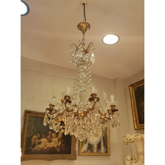 Crystal and Bronze Light Fixture, 1890s For Sale - Image 4 of 6