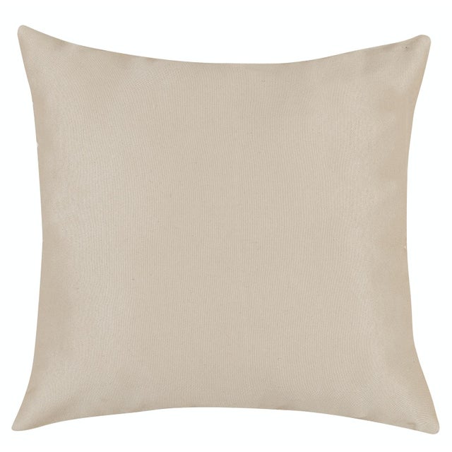 Modern Suzani Textile Hand Embroidery Silk Cushion Cover in Cream & Light Blue. 16"x19" For Sale - Image 3 of 3