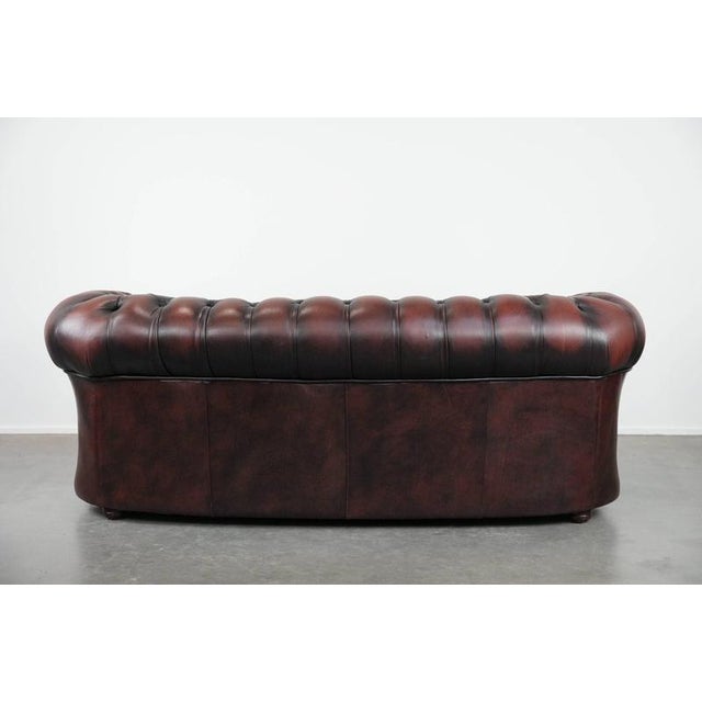 English Style Red-Brown Cowhide Chesterfield Sofa For Sale - Image 3 of 16