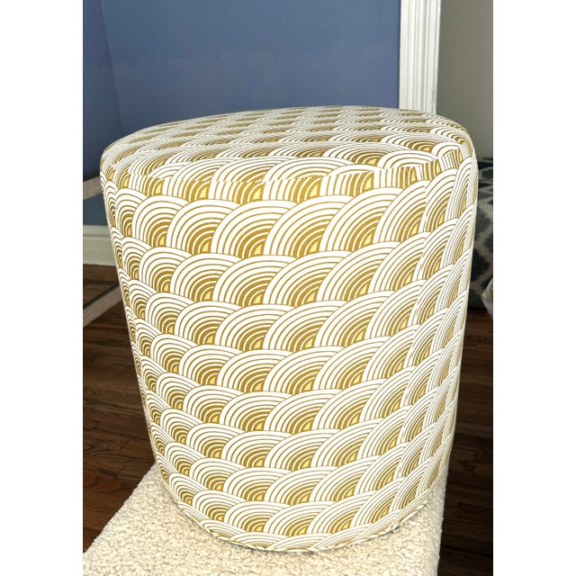 Lee Industries "Eclipse Sun" Custom Upholstered Drum Ottoman For Sale - Image 12 of 12