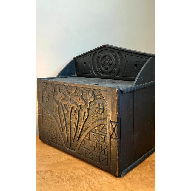 Vintage Wood Carved Storage Wall Box For Sale - Image 10 of 13