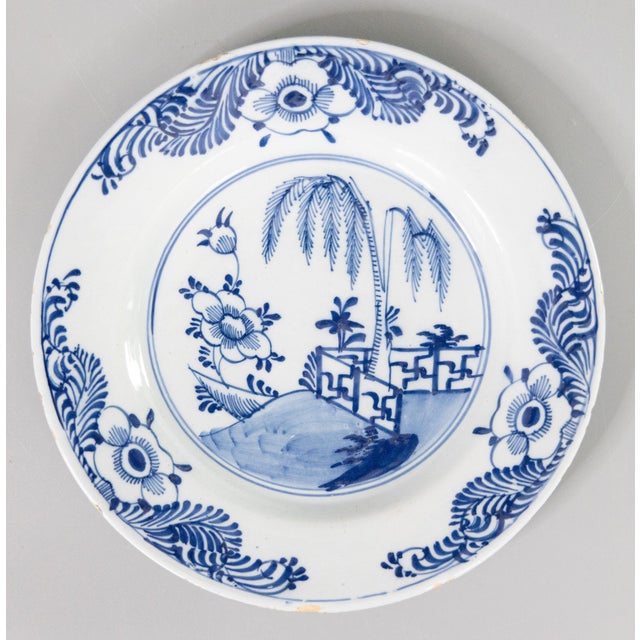 Antique 18th Century Delft Dutch Chinoiserie Floral Plate For Sale In Houston - Image 6 of 6