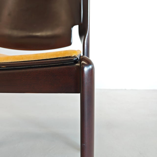 Vintage Wooden and Velvet Chairs by Vico Magistretti for Cassina, 1970s, Set of 4 For Sale - Image 9 of 18