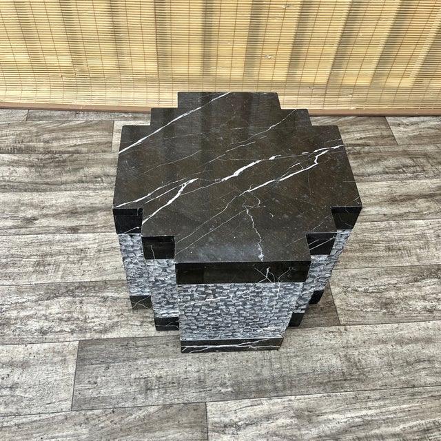 Black Postmodern Black Marble Base Octagonal Coffee Table. Circa 1980s. For Sale - Image 8 of 18
