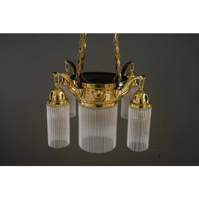 Art Deco Chandelier with Glass Sticks, Vienna, 1920s For Sale - Image 12 of 18