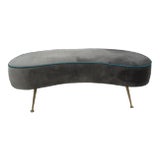 Large Italian Gio Ponti Style Curved Bench With Brass Legs For Sale