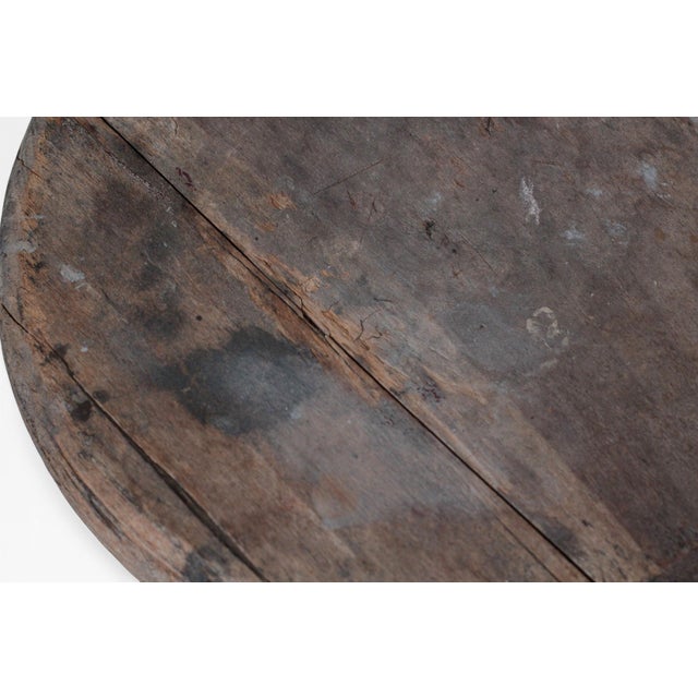 1920s French Rustic Workshop Stool With Iron Stretcher For Sale - Image 15 of 18