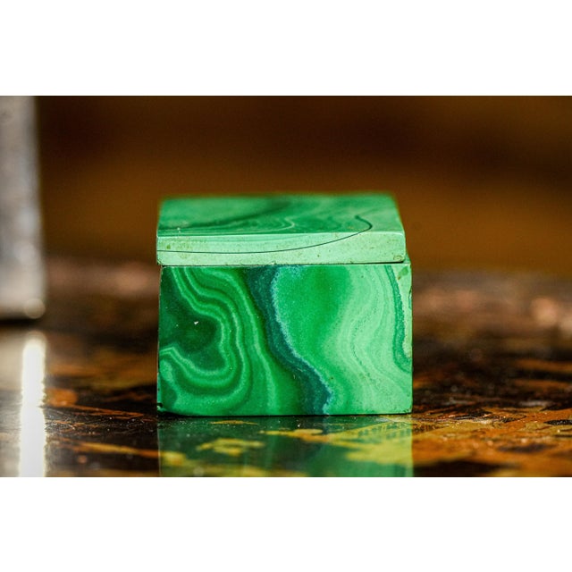 Miniature Malachite Natural Stone Vintage Specimen Box Home Decor For Sale - Image 9 of 14