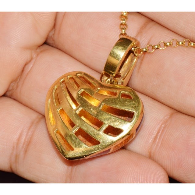 Early 21st Century Italian Designer Barbero & Ricci 18k Solid Gold Diamond Enamel Heart Enhancer Pendant Charm For Sale - Image 5 of 13