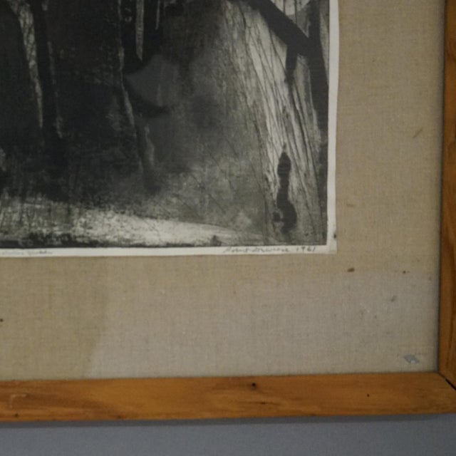 Mid 20th Century Mid Century Modern Ltd Ed Charcoal Litho #3/10 “Joy In Eden” for Ghandi, Signed, Framed For Sale - Image 6 of 11