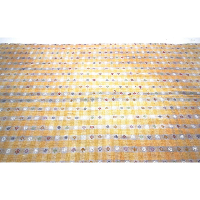 Contemporary 1960s Vintage Embroider Cotton Adana Kilim Rug- 6′10″ × 10′7″ For Sale - Image 3 of 7