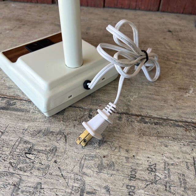 Vintage Adjustable Desk Lamp With Fluorescent Light & Wood Accent For Sale - Image 9 of 9