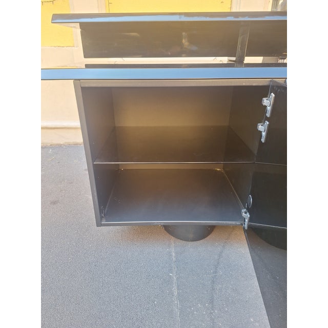 Wood Vintage Sideboard in Black Lacquered Wood by Giovanni Offredi for Saporiti, 1970s For Sale - Image 7 of 16