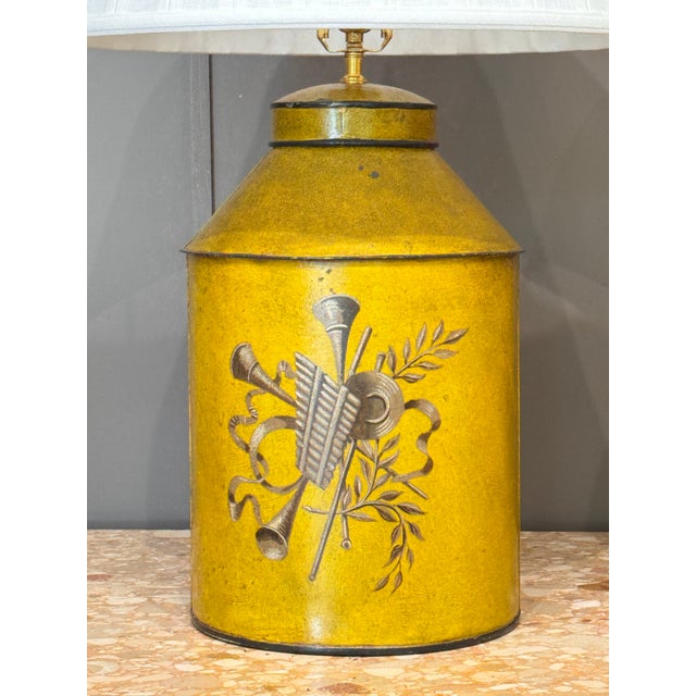Metal Early 20th Century French Tole Tea Canister Table Lamps For Sale - Image 7 of 14