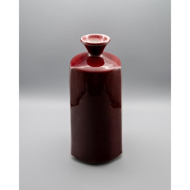 Red Cinnabar Red Shigaraki Bottle Vase Atsushi Yuba, Japan, 1980s For Sale - Image 8 of 14