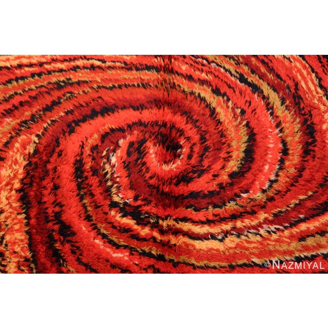 Nazmiyal Collection Red Vintage Swedish Rya Shag Deco Rug For Sale - Image 4 of 6