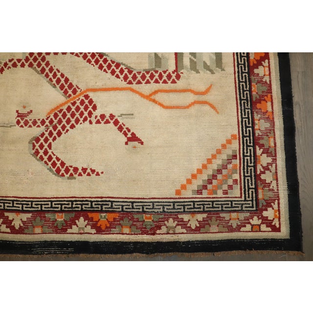 Mid 20th Century Vintage Zabihi Collection Square Dragon Tibetan Rug - 5'11" x 7'7" For Sale - Image 5 of 9