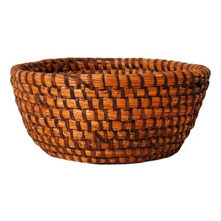 Primitive Straw Basket, Early 20th Century For Sale