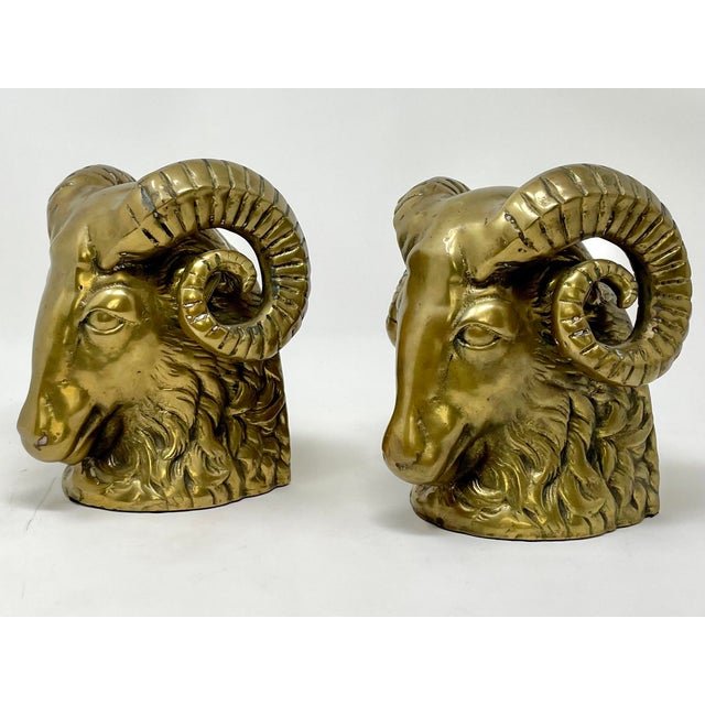 An outstanding set of vintage brass Rams head bookends, c.1960's. Highly detailed, solid and heavy weighted. Beautiful...