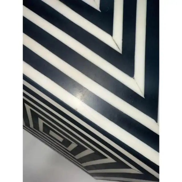 Black Art Deco Style Sculptural Resin Black & White Pedestal , Side End Table or Stool For Sale - Image 8 of 10