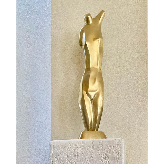Brass Nude Sculpture by Listed Artist Emiel De Block For Sale - Image 6 of 10