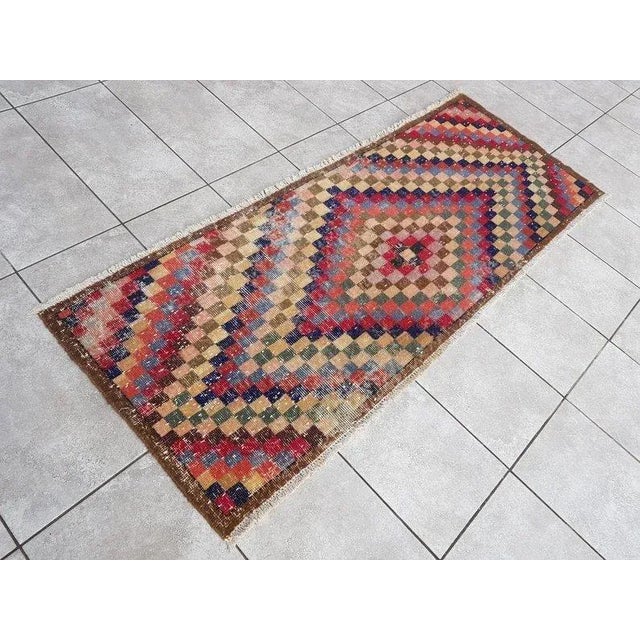 1960s 1960s Multicolored Vintage Custom & Modern Runner Rug For Sale - Image 5 of 11