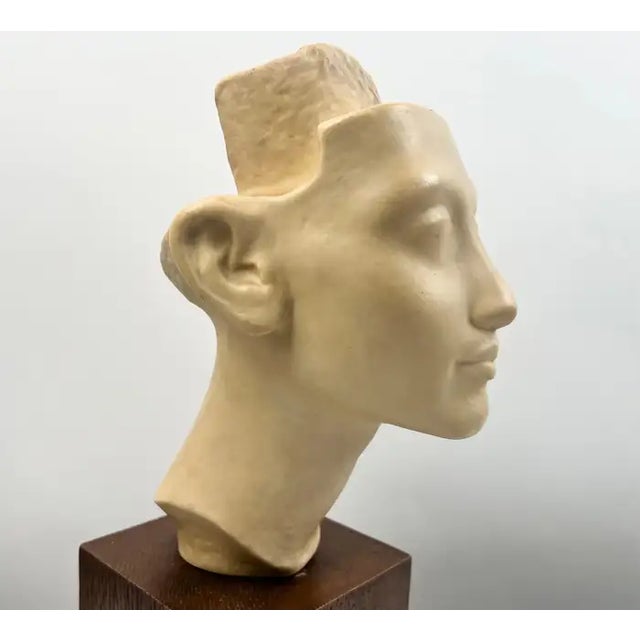 Louvre Museum Reproduction Classical Male Bust, French Plaster Sculpture on Wood 1990's For Sale - Image 12 of 17