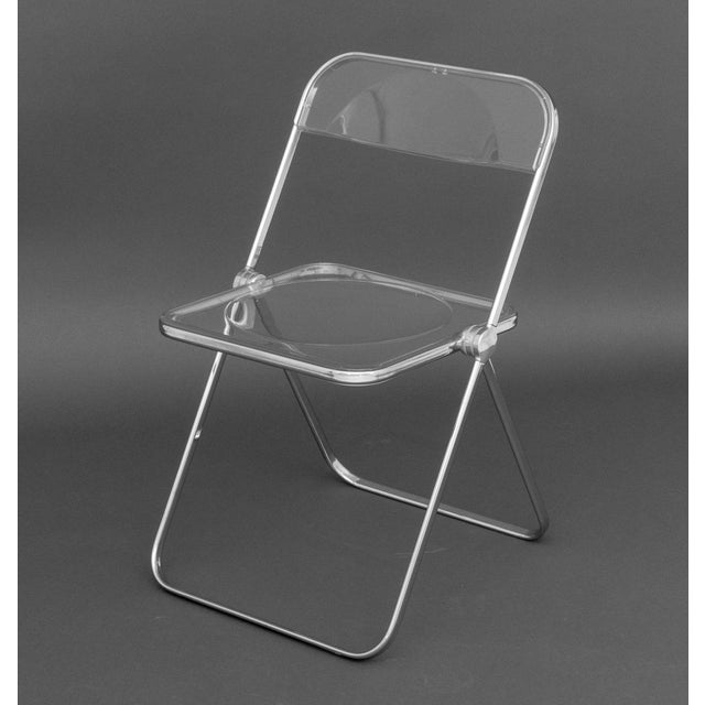 Metal Giancarlo Piretti "Plia" Chrome and Acrylic Folding Chairs, Set of 8 For Sale - Image 7 of 12