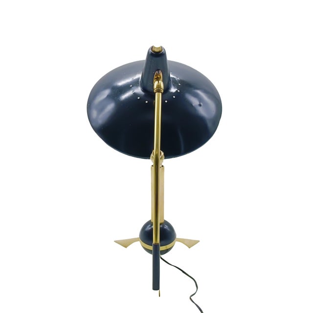 Mid-Century Modern Brass and Black Metal Table Lamp by Gilardi & Barzaghi, Italy, 1950s For Sale - Image 3 of 11