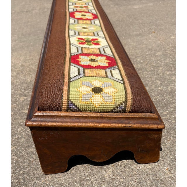 Wood Vintage Needlepoint Prayer Kneeler For Sale - Image 7 of 10